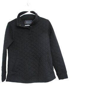 Modern Canvas Sweater‎ Jacket Women Small Black Long Sleeve Pullover Shirt Coat